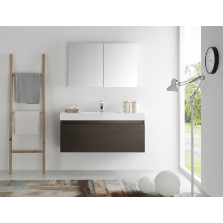 Fresca Mezzo 48 Gray Oak Wall Hung Modern Bathroom Vanity w/ Medicine Cabinet