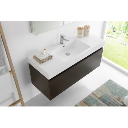 Fresca Mezzo 48 Gray Oak Wall Hung Modern Bathroom Vanity w/ Medicine Cabinet