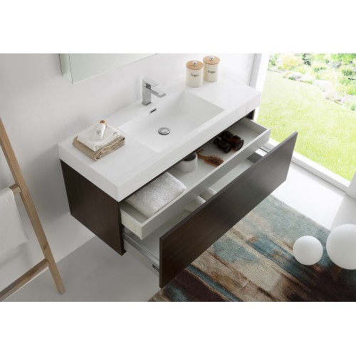 Fresca Mezzo 48 Gray Oak Wall Hung Modern Bathroom Vanity w/ Medicine Cabinet