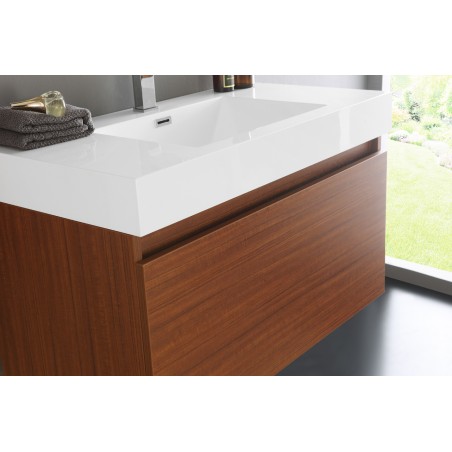 Fresca Mezzo 36 Teak Wall Hung Modern Bathroom Vanity w/ Medicine Cabinet