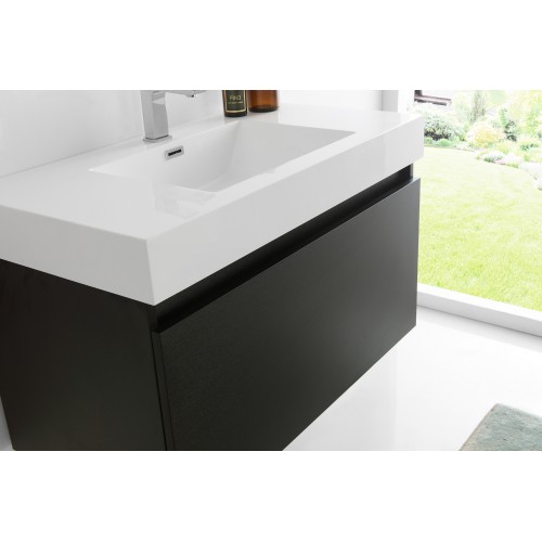 Fresca Mezzo 36 Black Wall Hung Modern Bathroom Vanity w/ Medicine Cabinet