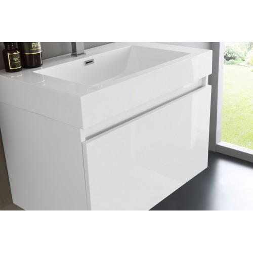 Fresca Mezzo 30 White Wall Hung Modern Bathroom Vanity w/ Medicine Cabinet