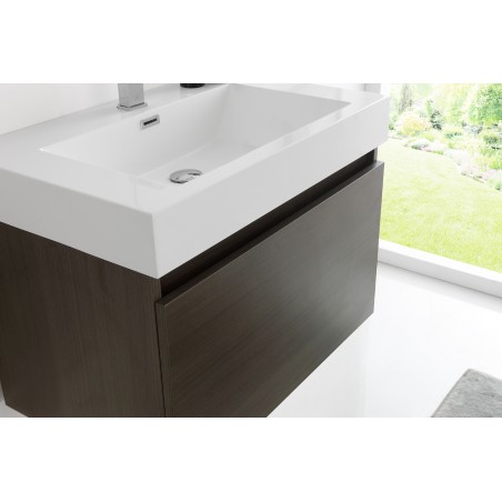 Fresca Mezzo 30 Gray Oak Wall Hung Modern Bathroom Vanity w/ Medicine Cabinet