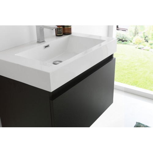 Fresca Mezzo 30 Black Wall Hung Modern Bathroom Vanity w/ Medicine Cabinet