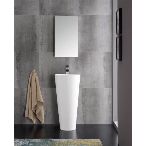 Fresca Messina 16 White Pedestal Sink w Medicine Cabinet - Modern Bathroom Vanity