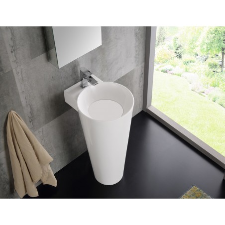 Fresca Messina 16 White Pedestal Sink w Medicine Cabinet - Modern Bathroom Vanity