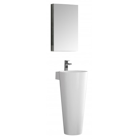 Fresca Messina 16 White Pedestal Sink w Medicine Cabinet - Modern Bathroom Vanity