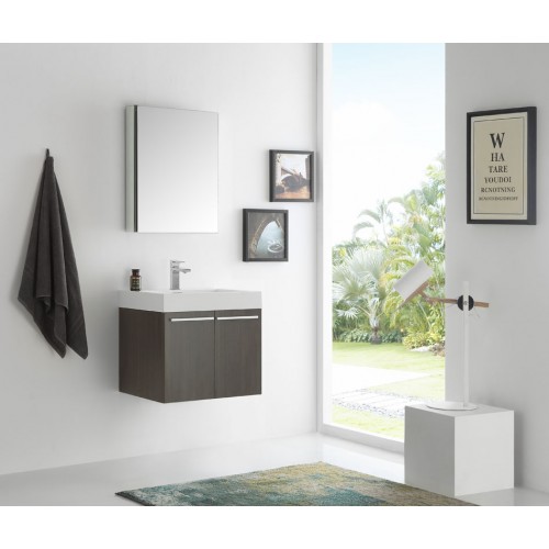 Fresca Alto 23 Gray Oak Wall Hung Modern Bathroom Vanity w/ Medicine Cabinet