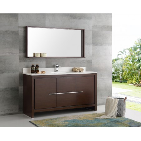 Fresca Allier 60 Wenge Brown Modern Single Sink Bathroom Vanity w/ Mirror