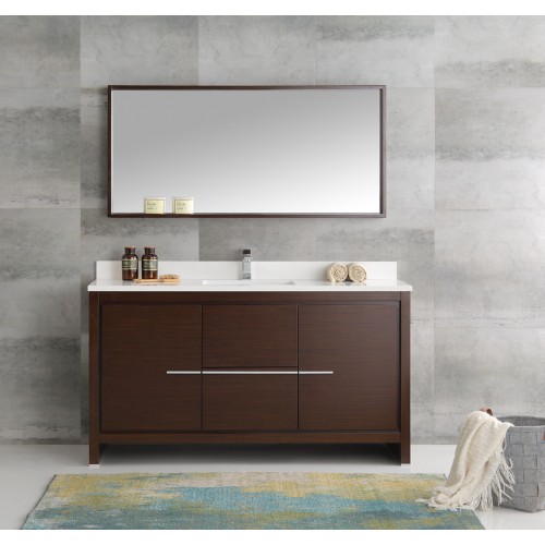 Fresca Allier 60 Wenge Brown Modern Single Sink Bathroom Vanity w/ Mirror