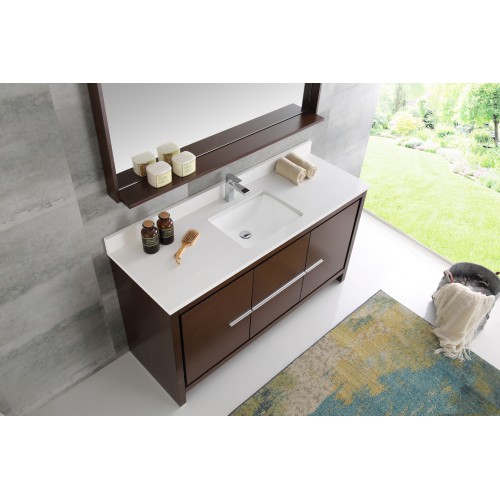 Fresca Allier 60 Wenge Brown Modern Single Sink Bathroom Vanity w/ Mirror