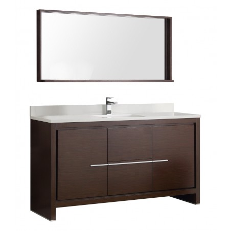 Fresca Allier 60 Wenge Brown Modern Single Sink Bathroom Vanity w/ Mirror