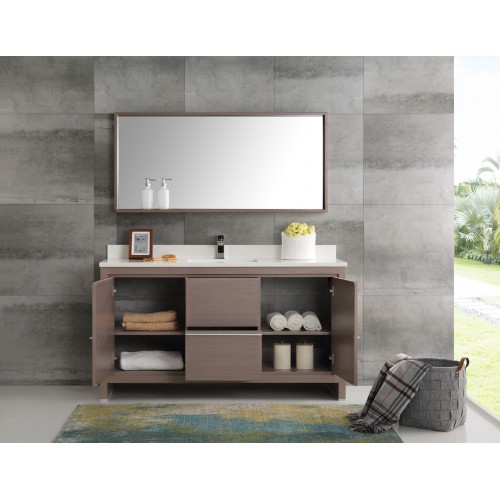 Fresca Allier 60 Gray Oak Modern Single Sink Bathroom Vanity w/ Mirror