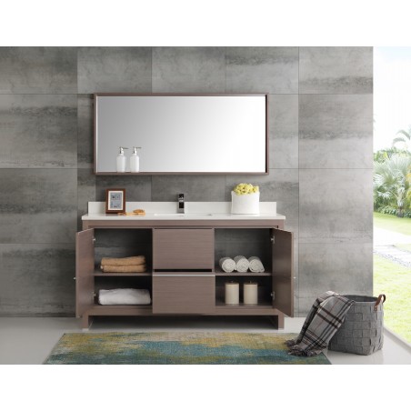 Fresca Allier 60 Gray Oak Modern Single Sink Bathroom Vanity w/ Mirror