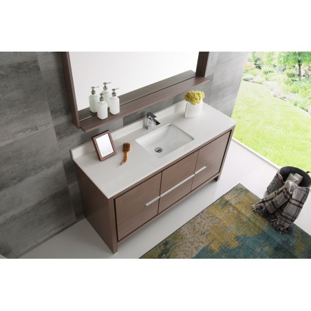 Fresca Allier 60 Gray Oak Modern Single Sink Bathroom Vanity w/ Mirror