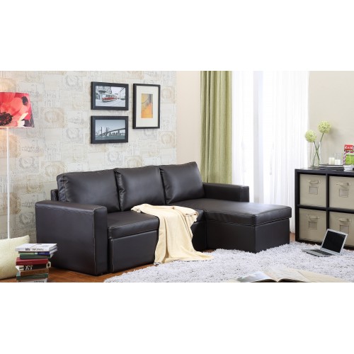 Georgetown  Bi-Cast Leather 2-Pieces Sectional Sofa Bed with Storage in Brown