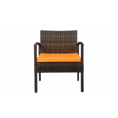 Teaset Four-Piece Patio Conversation Set with Orange Cushions
