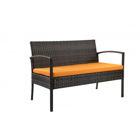 Teaset Four-Piece Patio Conversation Set with Orange Cushions