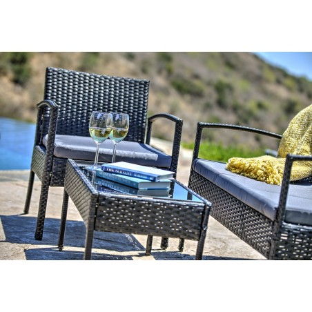 Teaset Four-Piece Patio Conversation Set with Dark Grey Cushions