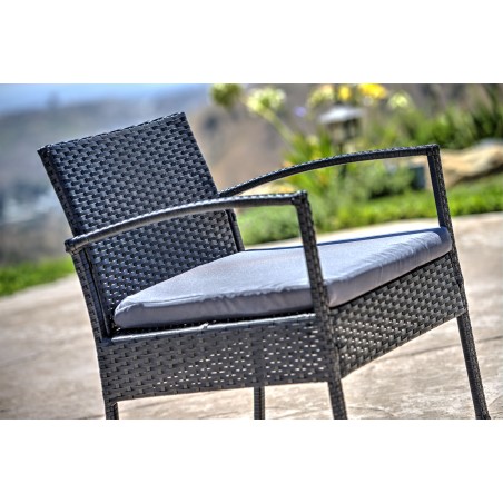 Teaset Four-Piece Patio Conversation Set with Dark Grey Cushions