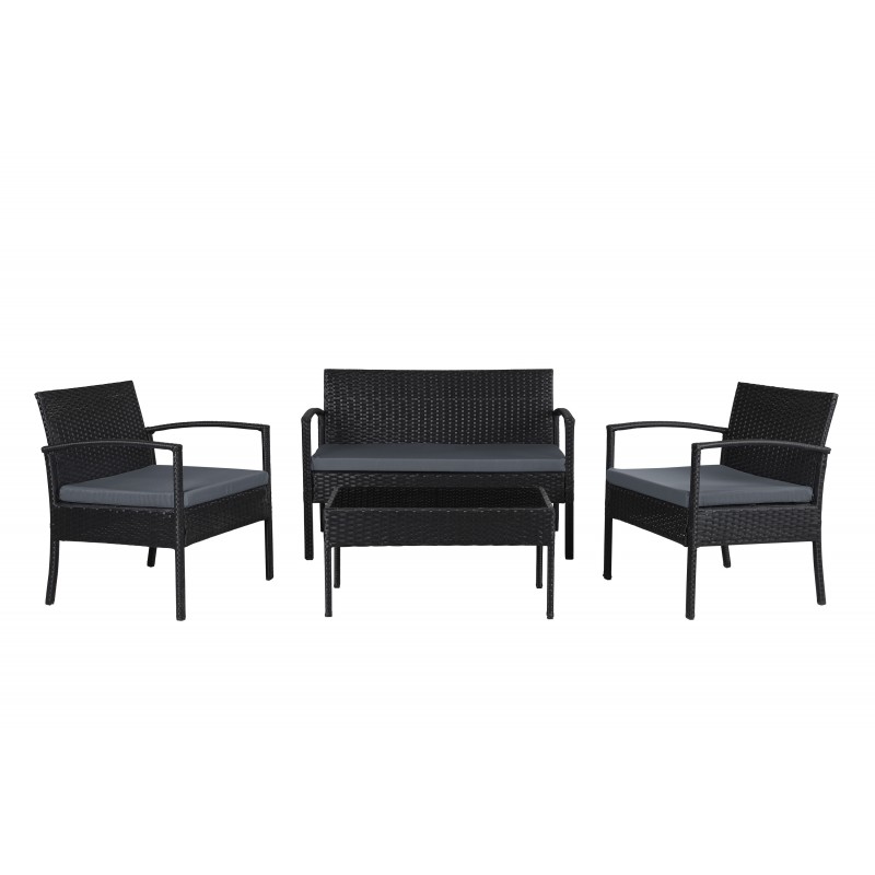 Teaset Four-Piece Patio Conversation Set with Dark Grey Cushions