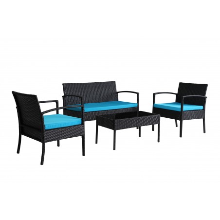 Teaset Four-Piece Patio Conversation Set with Blue Cushions