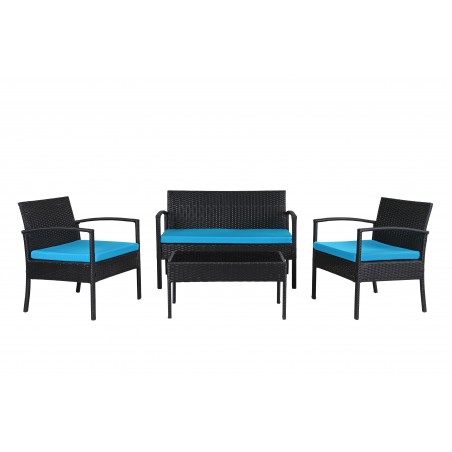 Teaset Four-Piece Patio Conversation Set with Blue Cushions