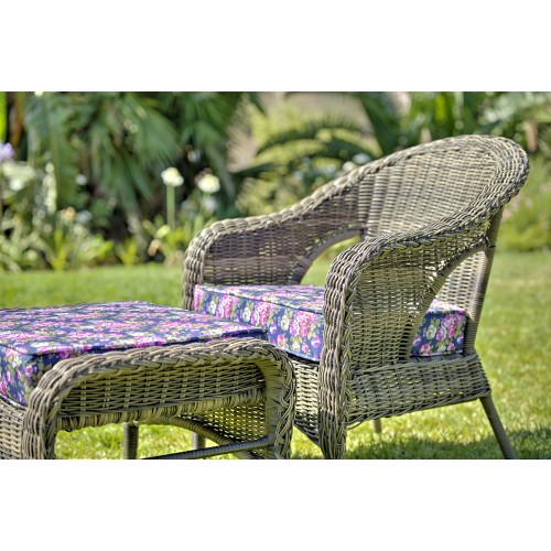 St. James 5-Piece All-Weather Wicker Patio Seating Set With Flower Cushions