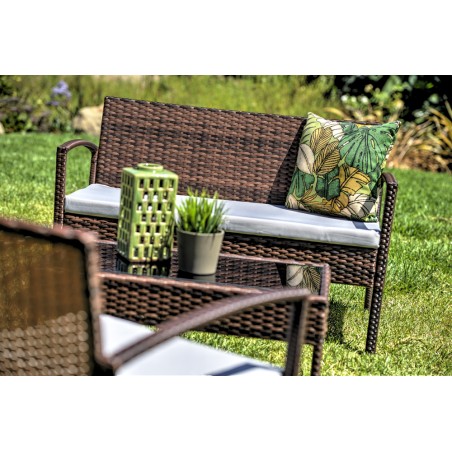 Teaset Four-Piece Patio Conversation Set with Grey Cushions