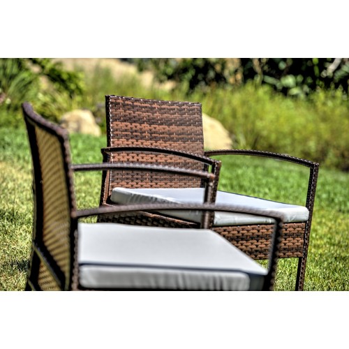 Teaset Four-Piece Patio Conversation Set with Grey Cushions