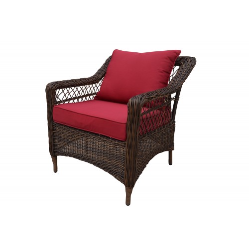 Romana 5-Piece All-Weather Wicker Patio Seating set with Red Cushions