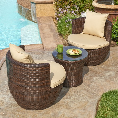 Perry 3-Piece All-Weather Wicker Patio Conversation Set