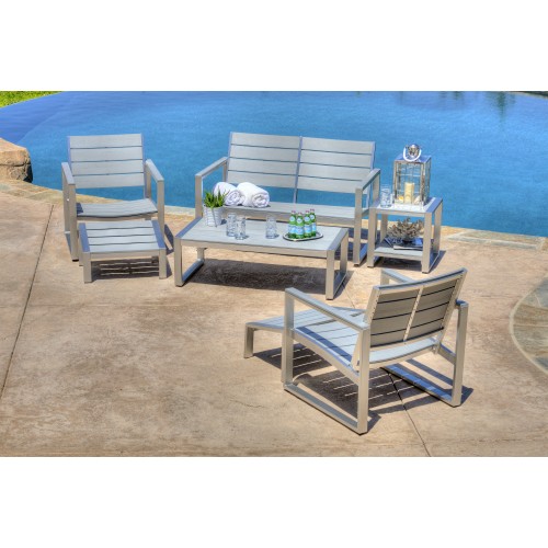 Liberty 7-Piece All-Weather Grey Color Engineer Plywood Patio Seating Set 
