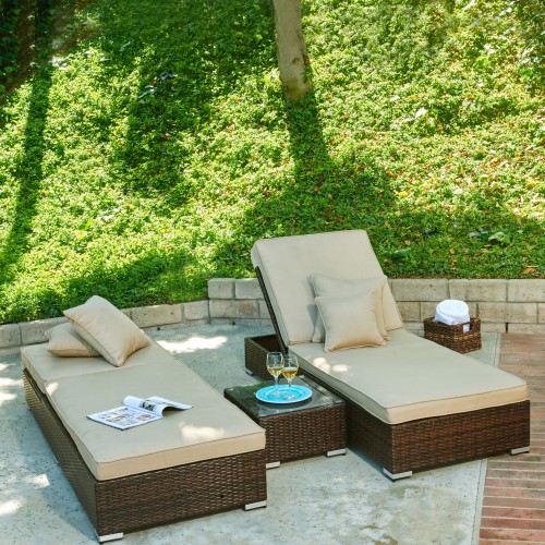 Lantis 3-Piece All-Weather Wicker Pool Side Lounge Set