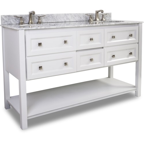Adler White 60" Double Vanity with Preassembl               