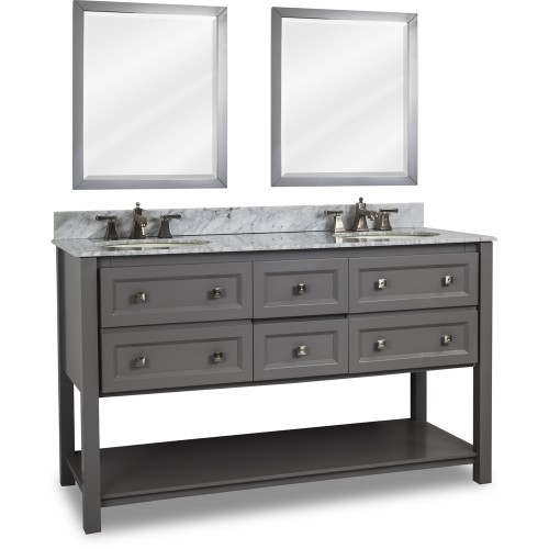 Grey Adler 60" Double Vanity with Preassembled top and      