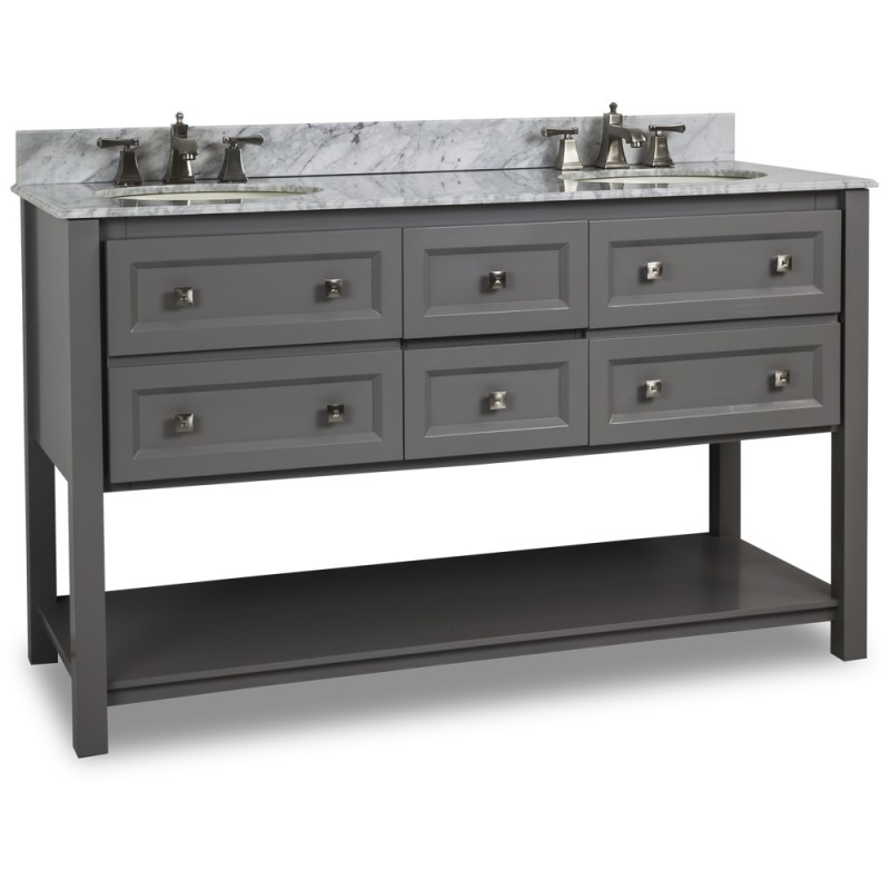 Grey Adler 60" Double Vanity with Preassembled top and      