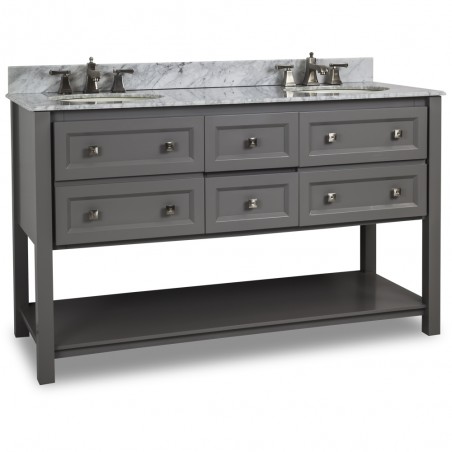 Grey Adler 60" Double Vanity with Preassembled top and      