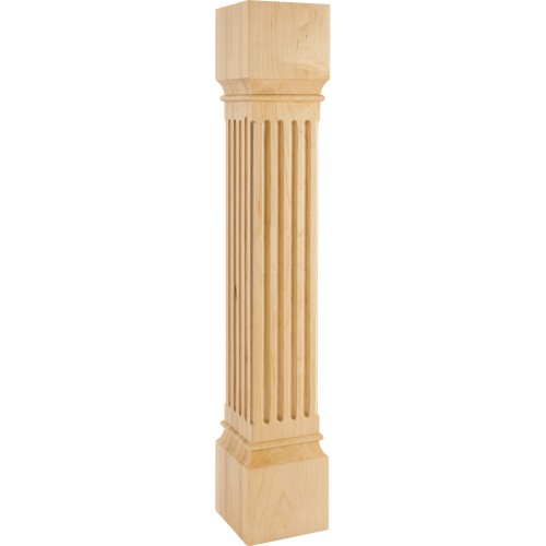 6" Square x 35-1/2" Large Fluted Post Species:  White Birch