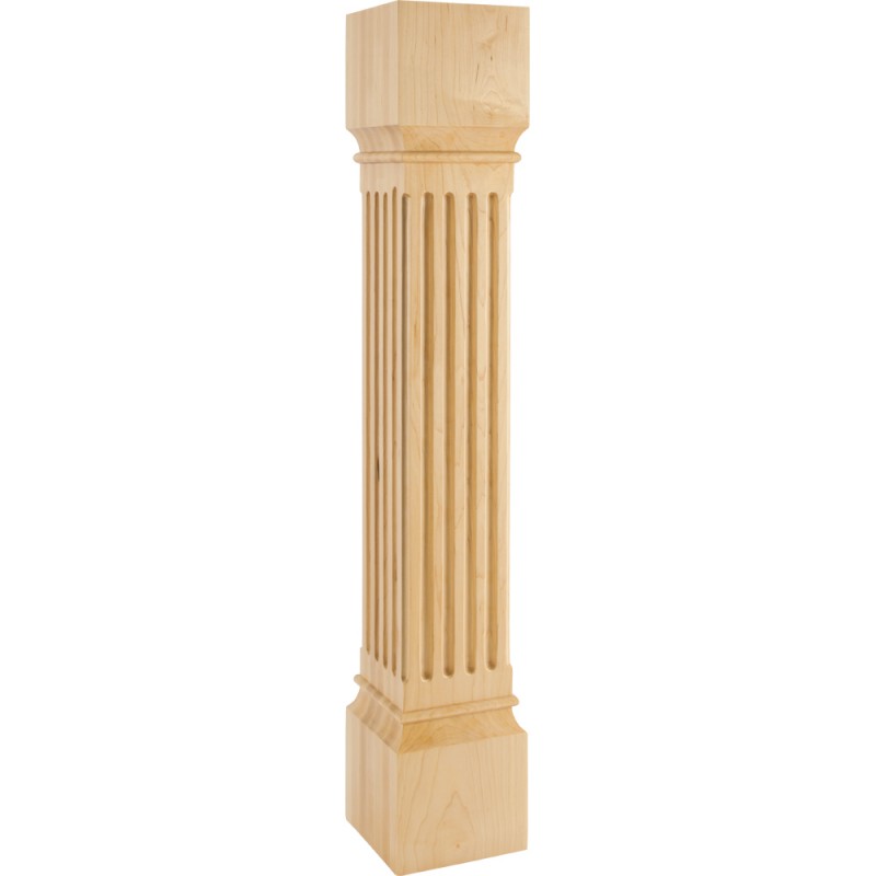 6" Square x 35-1/2" Large Fluted Post Species:  White Birch