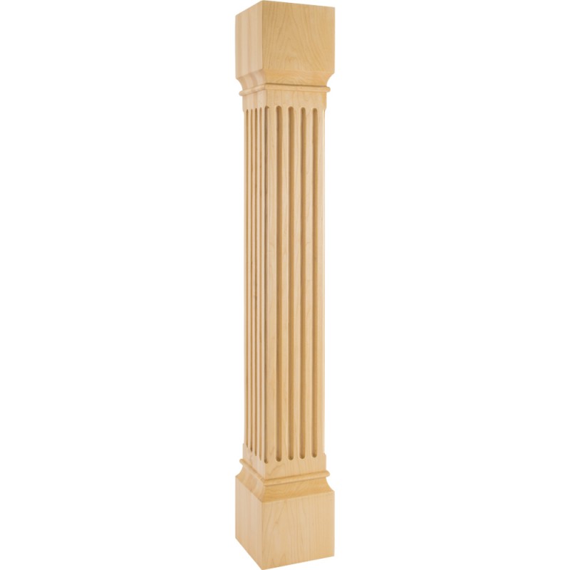 6" Square x 42" Large Fluted Post Species:  White Birch    