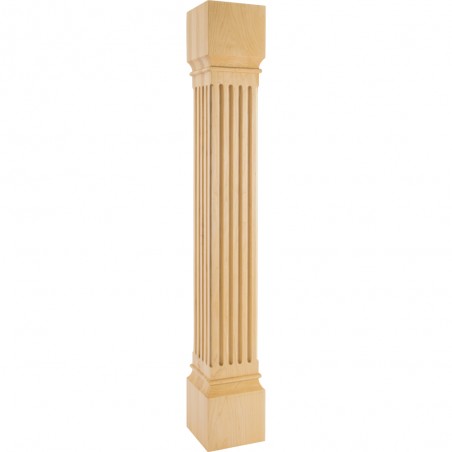 6" Square x 42" Large Fluted Post Species:  White Birch    