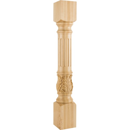 5" x 35-1/2" Turned Acanthus Fluted Post Species:  White Bi