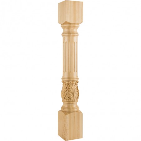 5" x 35-1/2" Turned Acanthus Fluted Post Species:  White Bi