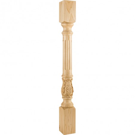 3-1/2" x 35-1/2" Turned Acanthus Fluted Post Species:  Whit