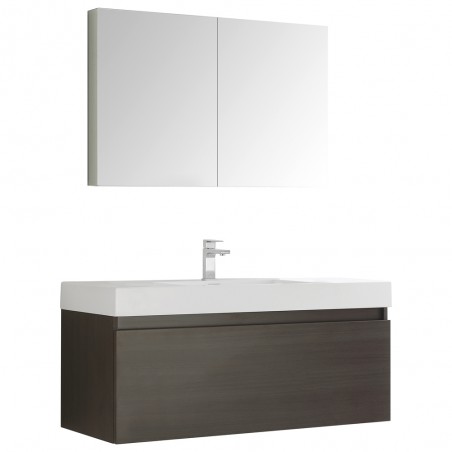 Fresca Mezzo 48 Gray Oak Wall Hung Modern Bathroom Vanity w/ Medicine Cabinet