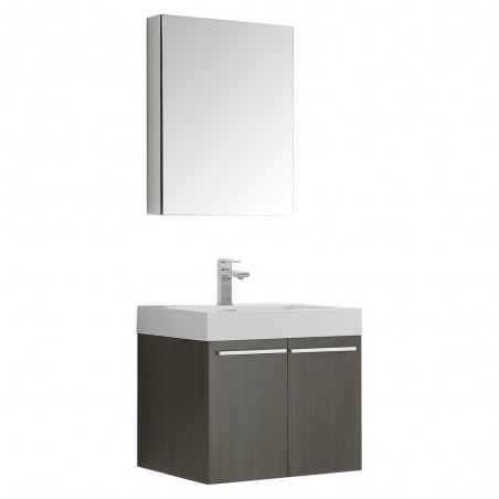 Fresca Alto 23 Gray Oak Wall Hung Modern Bathroom Vanity w/ Medicine Cabinet