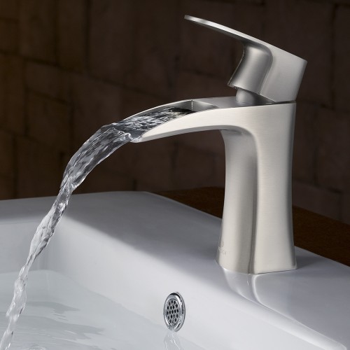 Fresca Fortore Single Hole Mount Bathroom Vanity Faucet - Brushed Nickel