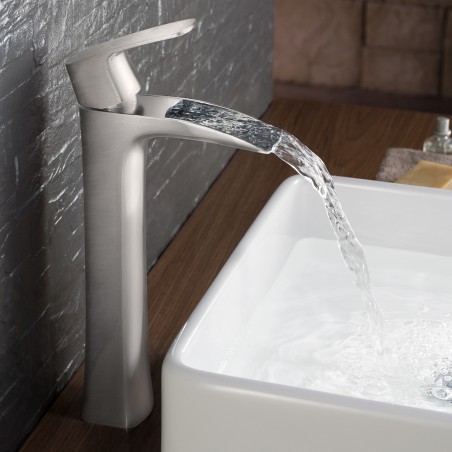 Fresca Fortore Single Hole Vessel Mount Bathroom Vanity Faucet - Brushed Nickel