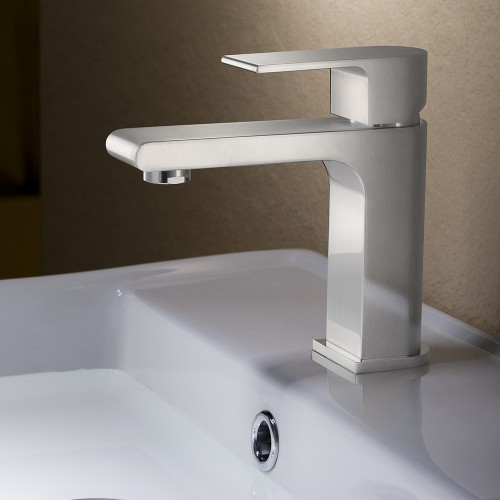 Fresca Allaro Single Hole Mount Bathroom Vanity Faucet - Brushed Nickel